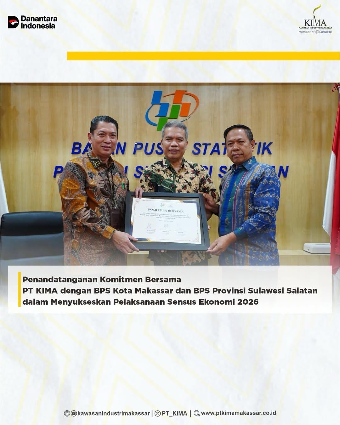KIMA Bersama BPS Tandatangani Komitmen Dukungan Sensus Ekonomi 2026