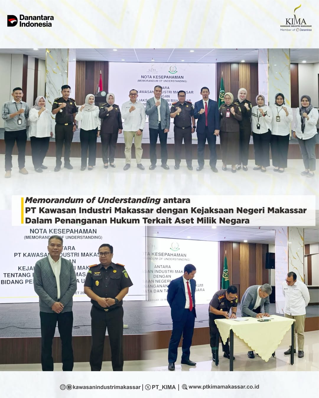 PT KIMA dan Kejari Makassar Teken MoU Penanganan Masalah Hukum Perdata dan TUN