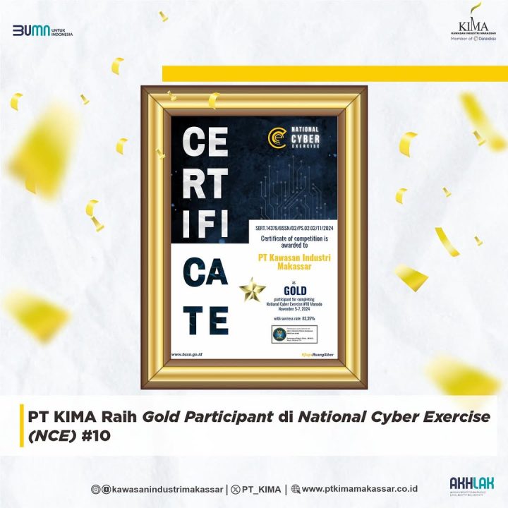 PT KIMA Raih Gold Participant di National Cyber Exercise (NCE) #10