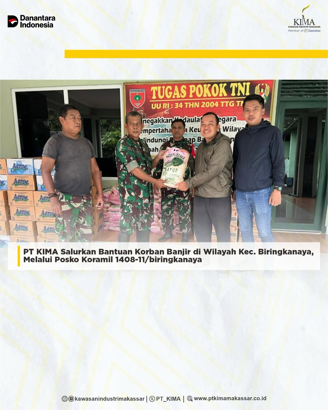 PT KIMA Serahkan Bantuan Banjir di Kecamatan Biringkanaya Secara Terkoordinasi