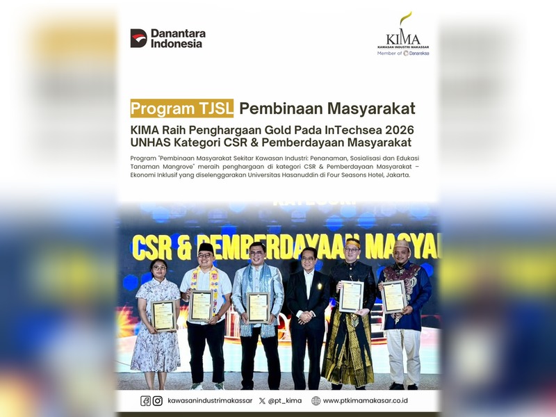Program TJSL Pembinaan Masyarakat KIMA Raih Penghargaan Gold pada InTechsea 2026 UNHAS Kategori CSR & Pemberdayaan Masyarakat