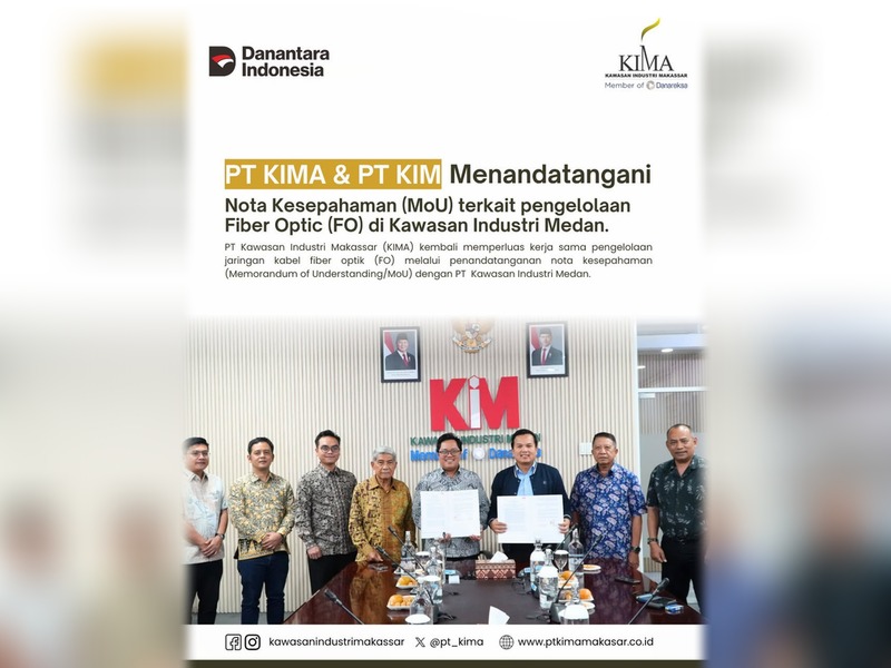 PT KIMA & PT KIM Menandatangani Nota Kesepahaman (MoU) terkait Pengelolaan Fiber Optic (FO) di Kawasan Industri Medan