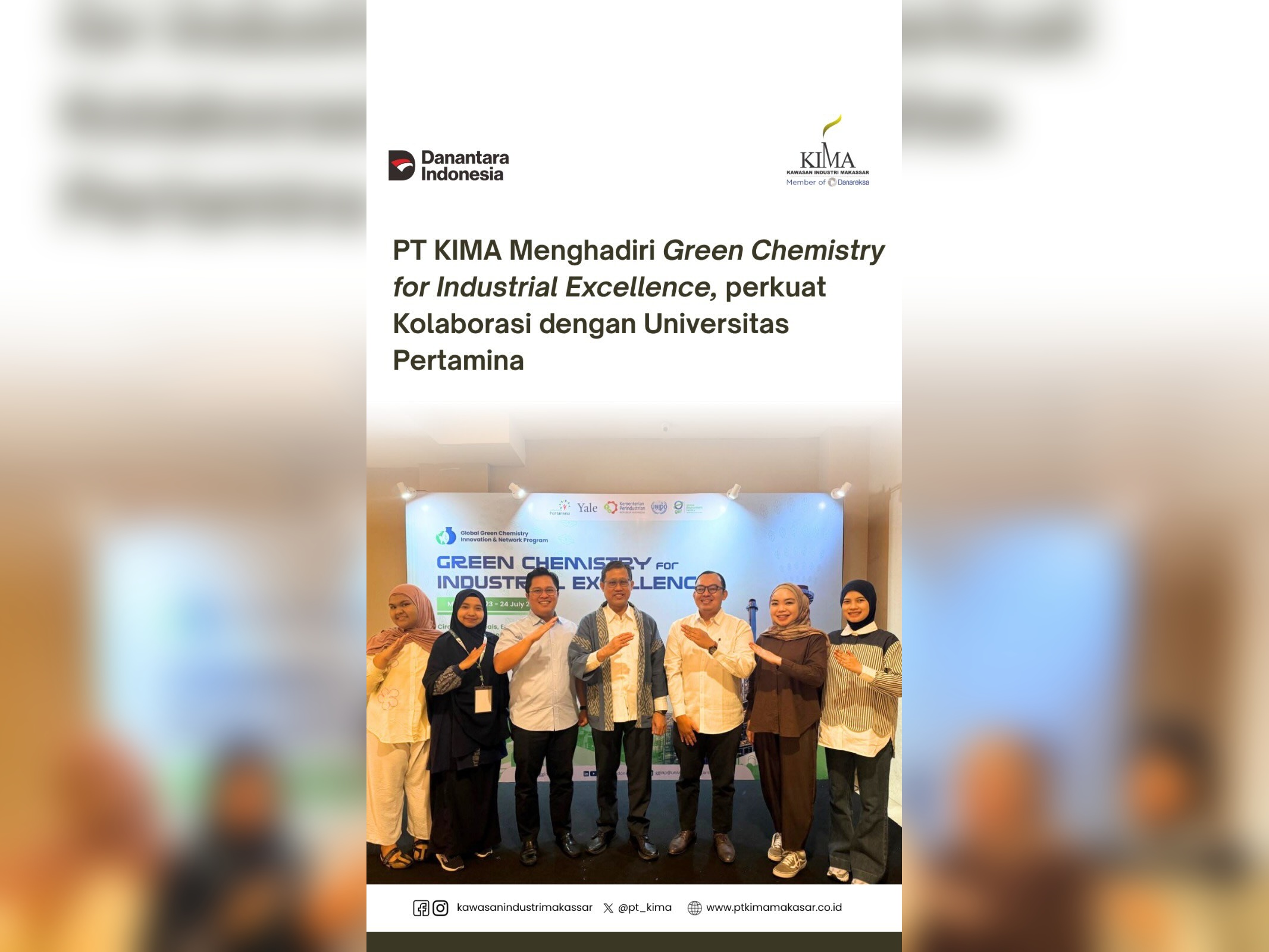 Hadiri Green Chemistry for Industrial Excellence, PT KIMA Resmi Jalin Kemitraan Strategis dengan Universitas Pertamina