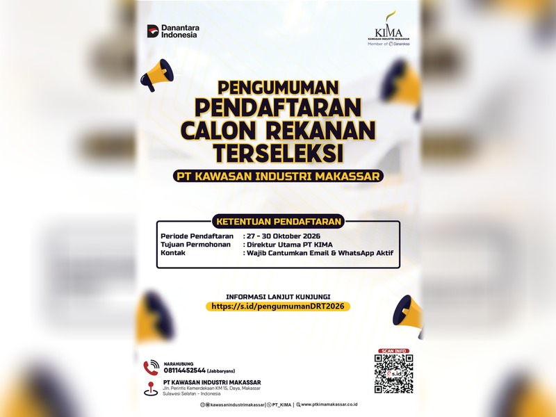 Pengumuman Pendaftaran Calon Rekanan Terseleksi