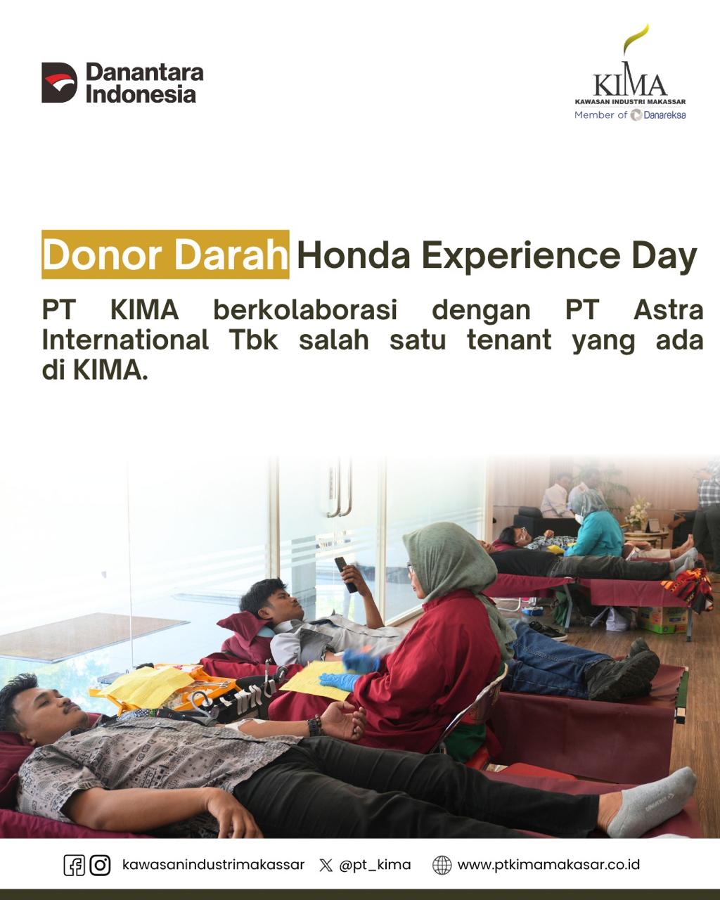 Donor Darah Honda Experience Day PT KIMA Berkolaborasi dengan PT Astra International Tbk