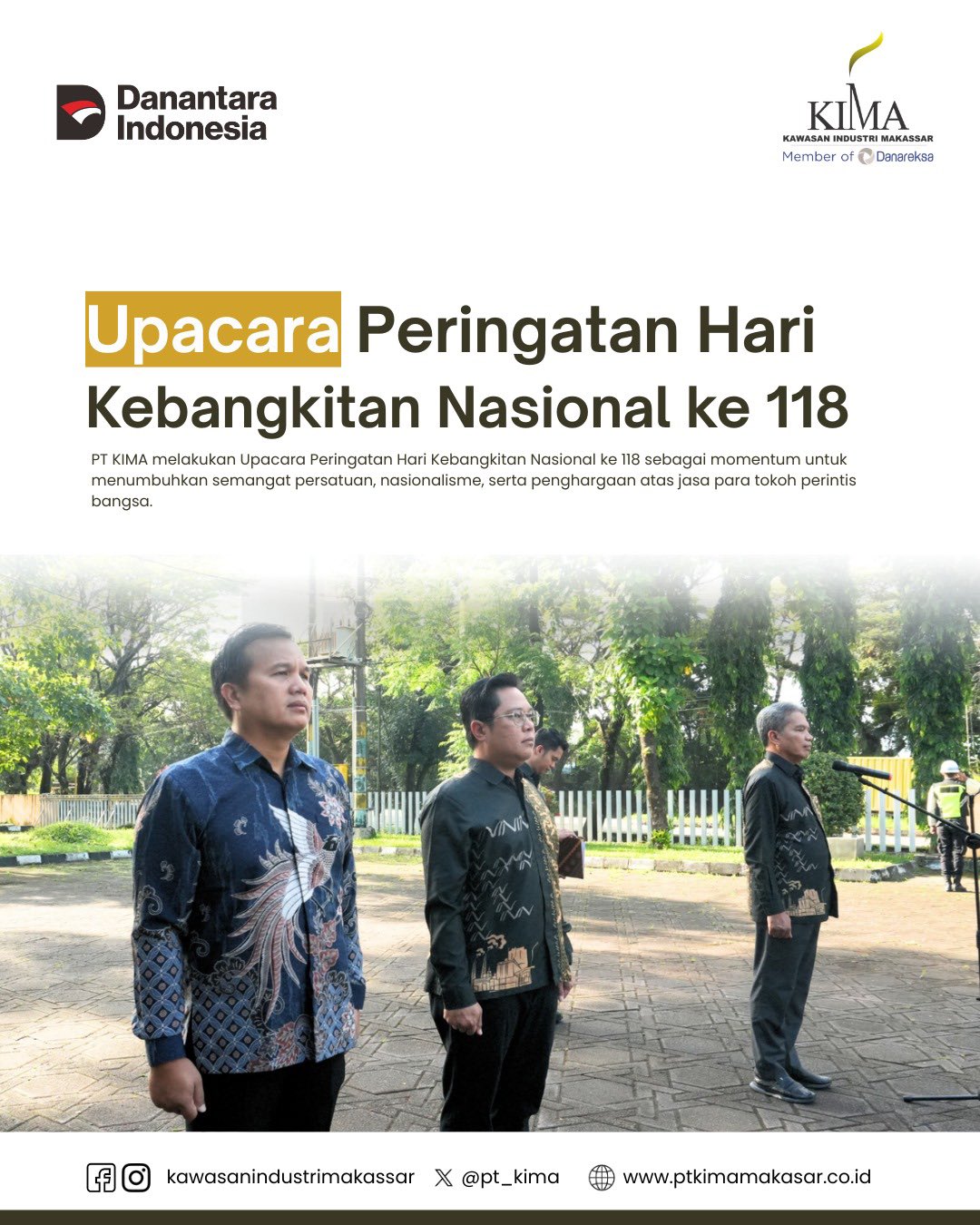 PT KIMA Gelar Upacara Hari Kebangkitan Nasional ke-118, Perkuat Semangat Persatuan dan Nasionalisme
