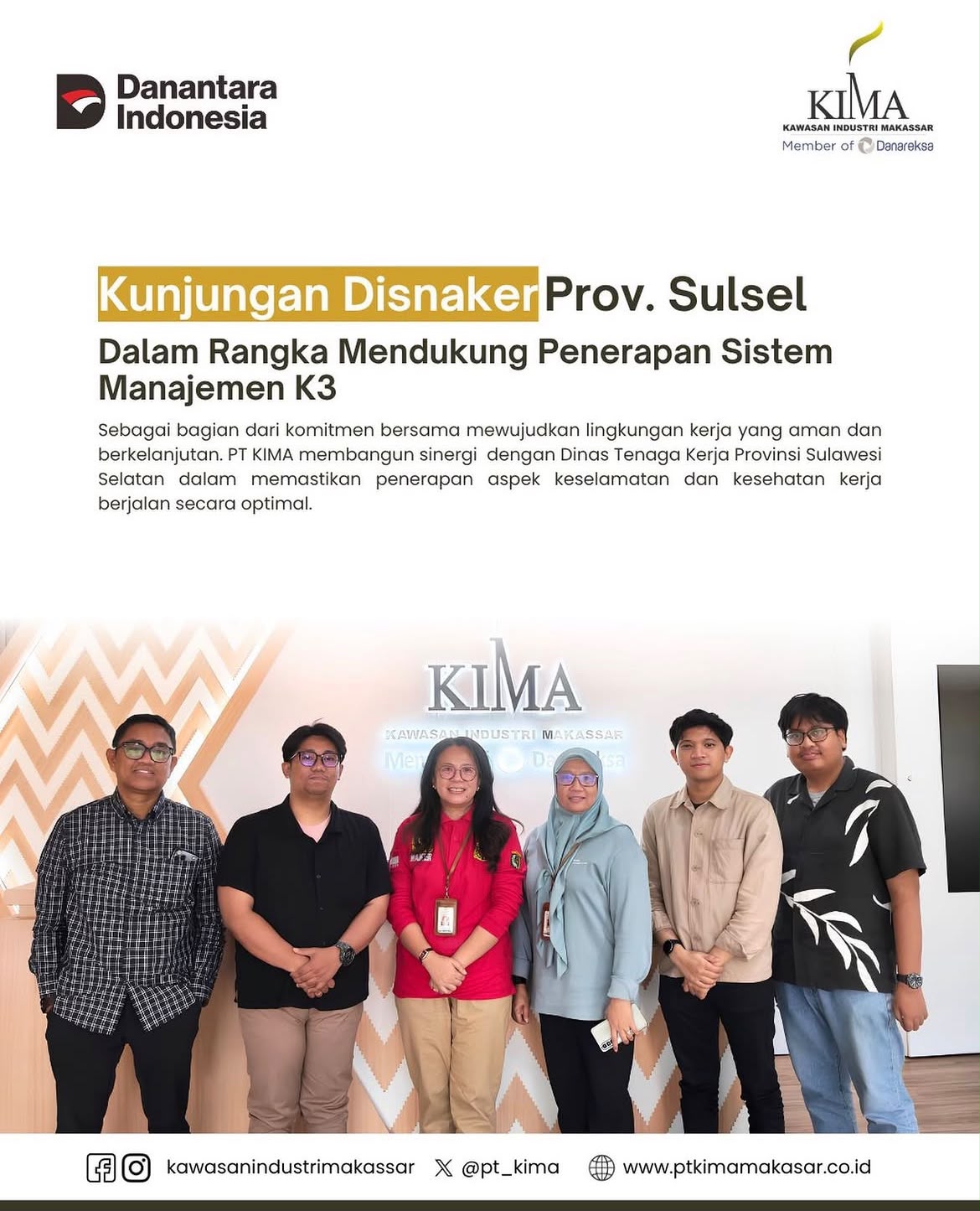 Kunjungan Disnaker Prov. Sulsel Dalam Rangka Mendukung Penerapan Sistem Manajemen K3